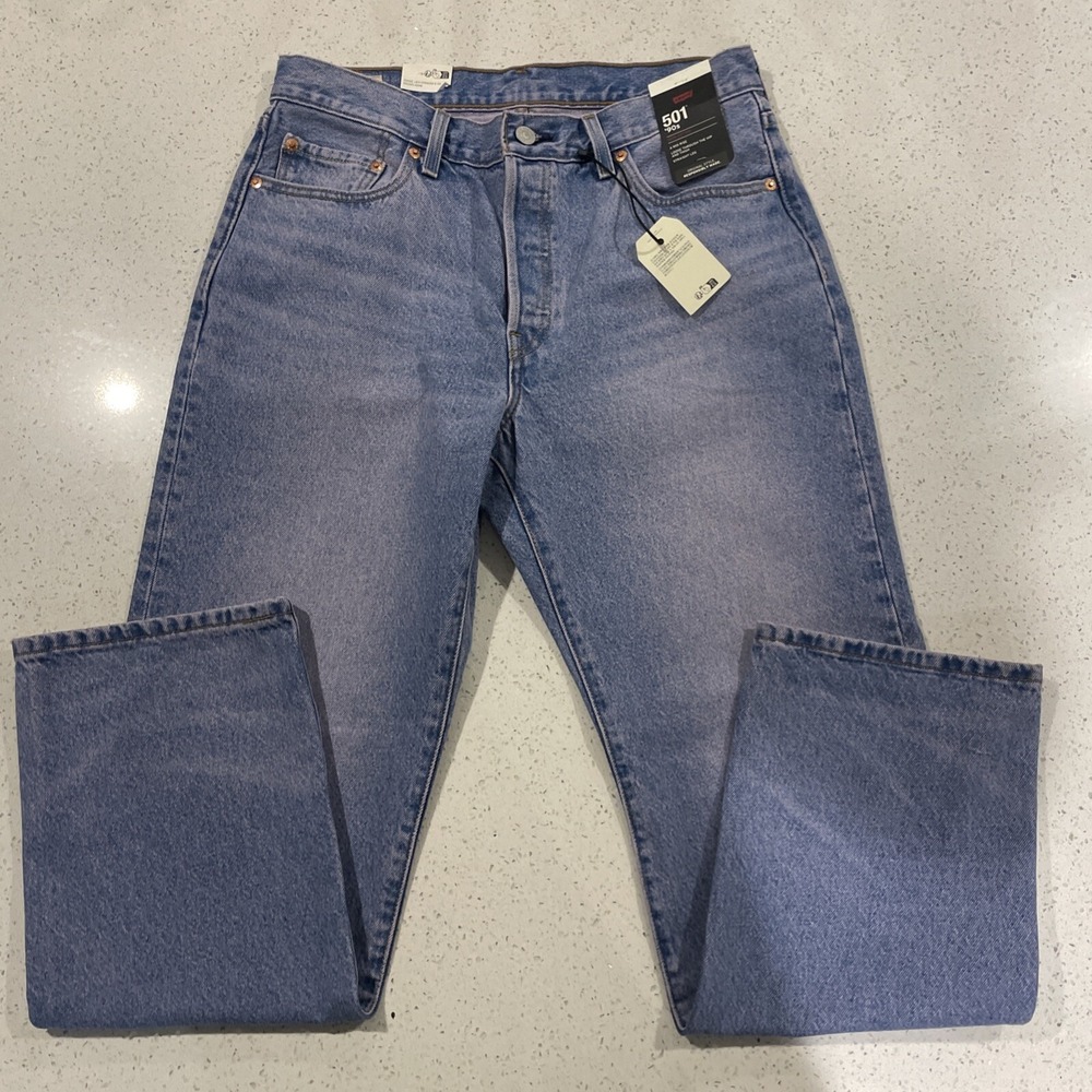 LEVI'S Premium 501 '90's‎ Straight Pink Dye Blue Jeans Men's 29/30 NWT